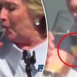 Imagem relacionada a Hillary Clinton cospe substância verde durante discurso de campanha