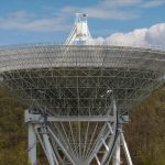 view of communications tower against cloudy sky