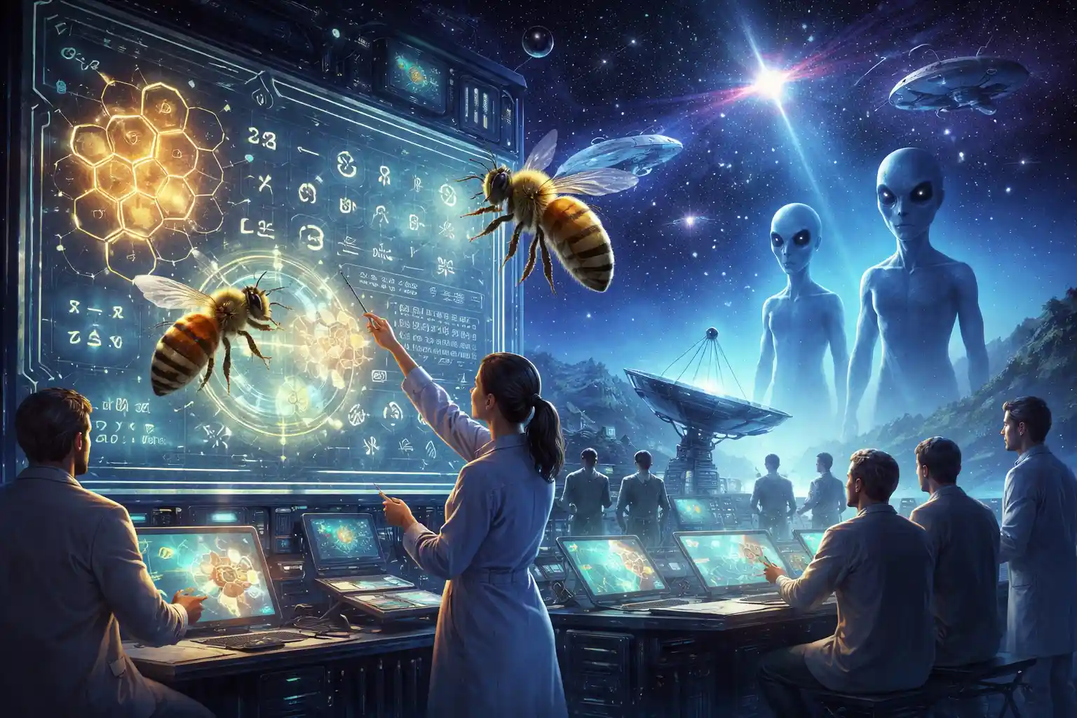 Imagem relacionada a Cientistas criam linguagem universal inspirada em abelhas para tentar falar com alienígenas